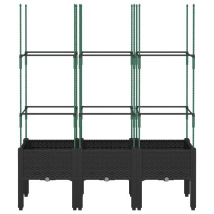 Градински сандък с пергола, черен, 120x40x142,5 см, PP