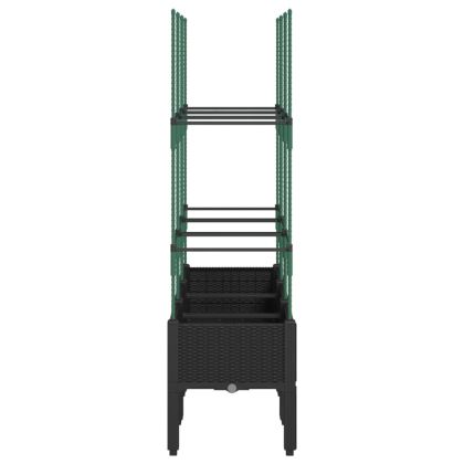 Градински сандък с пергола, черен, 120x40x142,5 см, PP