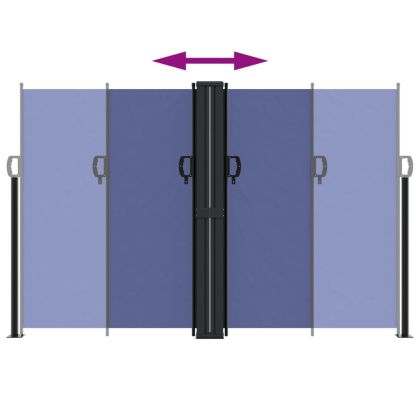 Прибираща се странична тента, синя, 160x1000 см