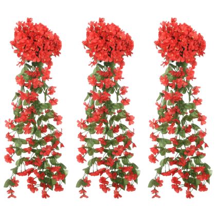 Гирлянди от изкуствени цветя 3 бр червени 85 см