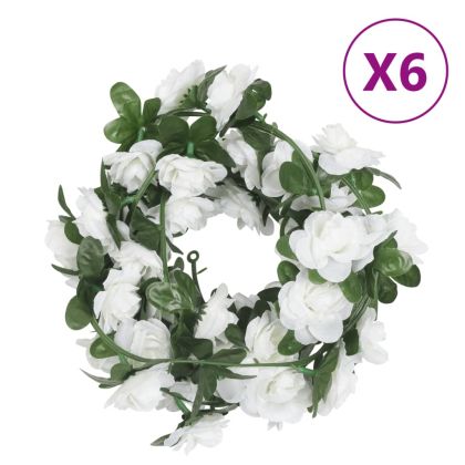 Гирлянди от изкуствени цветя 6 бр бели 240 см