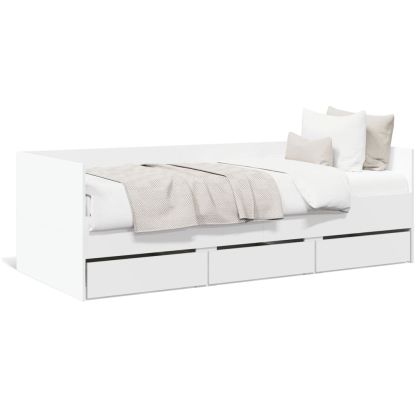 Дневно легло с чекмеджета, бяло, 75x190 см, инженерно дърво