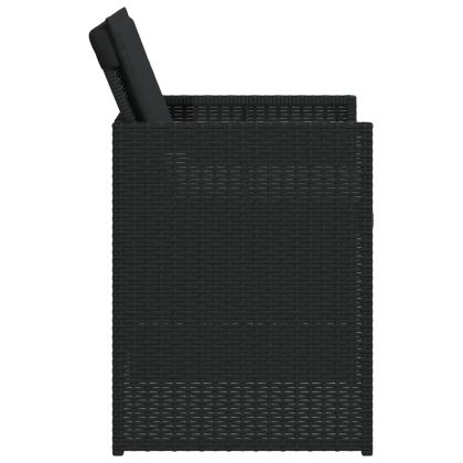 Градински столове с възглавници, 4 бр, черен, полиратан