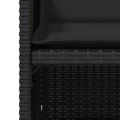 Градински столове с възглавници, 4 бр, черен, полиратан