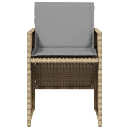 Градински столове с възглавници, 4 бр, бежови полиратан