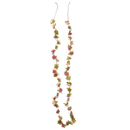 Коледни гирлянди с цветя 6 бр роза червено 250 см