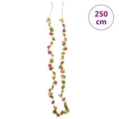 Коледни гирлянди с цветя 6 бр роза червено 250 см