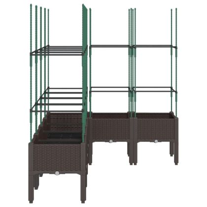 Градински сандък с пергола, кафяв, 160x120x142,5 см, PP