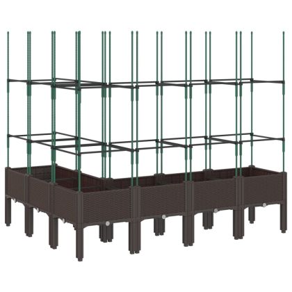 Градински сандък с пергола, кафяв, 160x120x142,5 см, PP