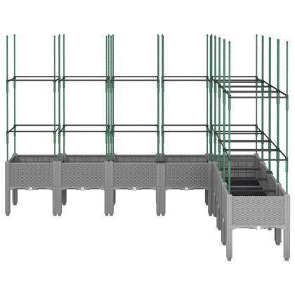 Градински сандък с пергола, светлосив, 200x160x142,5 см, PP