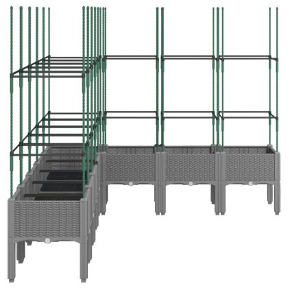 Градински сандък с пергола, светлосив, 200x160x142,5 см, PP