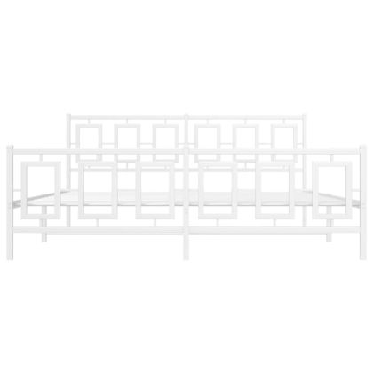 Метална рамка за легло с горна и долна табла, бяла, 183x213 см