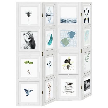 Разделител за стая, 4 панела, бял, дърво пауловния масив