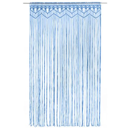 Завеса макраме, синя, 140x240 см, памук