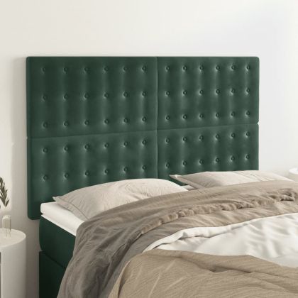 Горни табли за легло, 4 бр, тъмнозелени, 72x5x78/88 см, кадифе