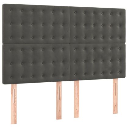 Боксспринг легло с матрак, тъмносиво, 140x200 см, кадифе