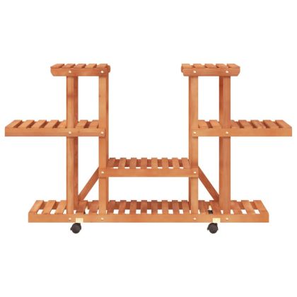 Поставка за цветя с колелца, 110x25x78 см, масивна ела