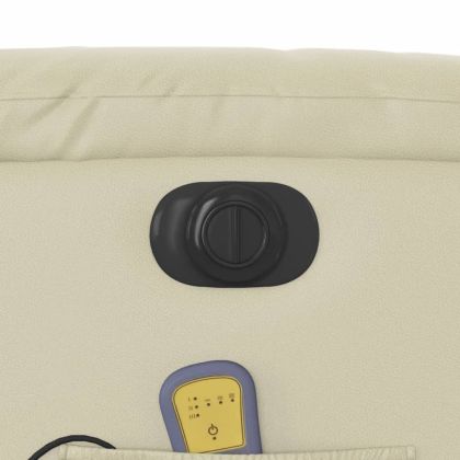 Електрически масажен реклайнер стол, кремав, изкуствена кожа