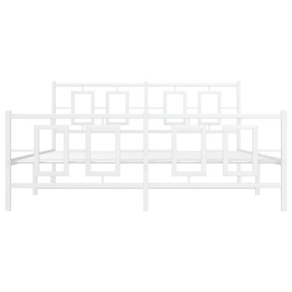 Метална рамка за легло с горна и долна табла, бяла, 150x200 см