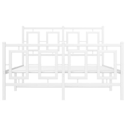 Метална рамка за легло с горна и долна табла, бяла, 120x200 см