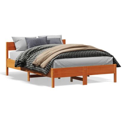 Рамка за легло с табла, восъчнокафяв, 120x200 см, масивно дърво