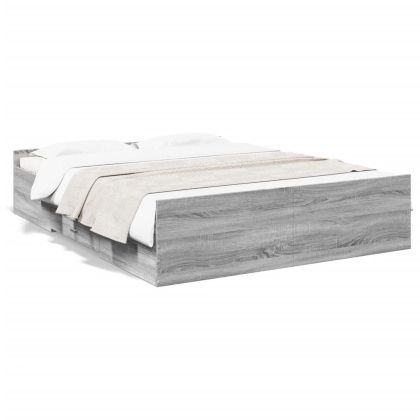 Рамка за легло с чекмедже сив сонома 150x200 см инженерно дърво