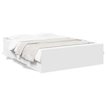 Рамка за легло с чекмеджета, бяла, 120x190 см, инженерно дърво