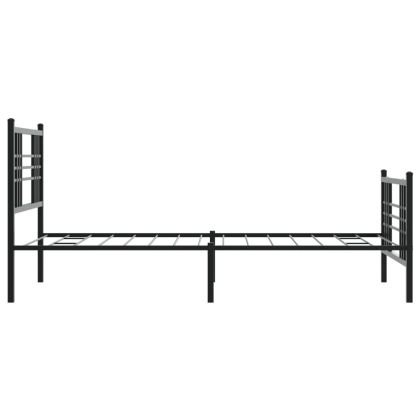 Метална рамка за легло с горна и долна табла, черна, 100x190 см
