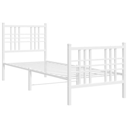 Метална рамка за легло с горна и долна табла, бяла, 75x190 см