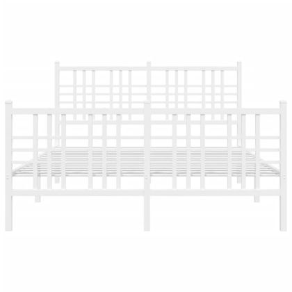 Метална рамка за легло с горна и долна табла, бяла, 120x190 см