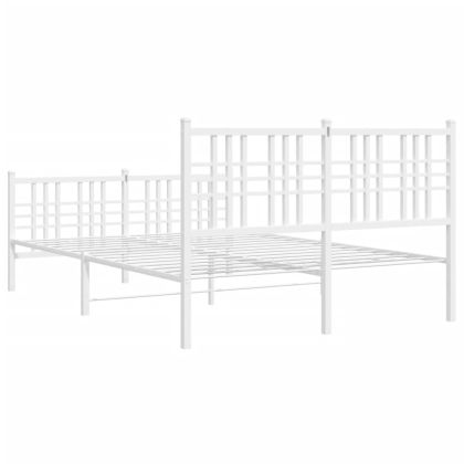 Метална рамка за легло с горна и долна табла, бяла, 120x190 см
