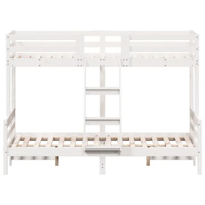 Двуетажно легло, 80x200/120x200 см, бяло, борово дърво масив