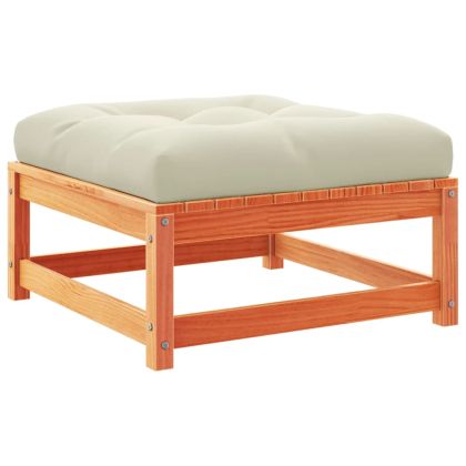 Градински комплект диван с възглавници, 3 части, восъчнокафяв