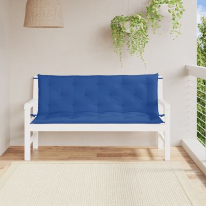 Възглавници за градински пейки 2 бр синьо 150x50x7 см плат