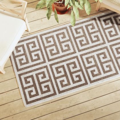 Килим за открито и закрито къс косъм шарен 80x150 см неплъзгащ