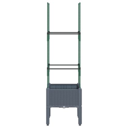 Градински сандък с пергола, синьо сив, 40x40x142,5 см, PP