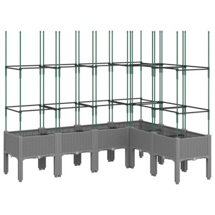 Градински сандък с пергола, светлосив, 160x120x142,5 см, PP