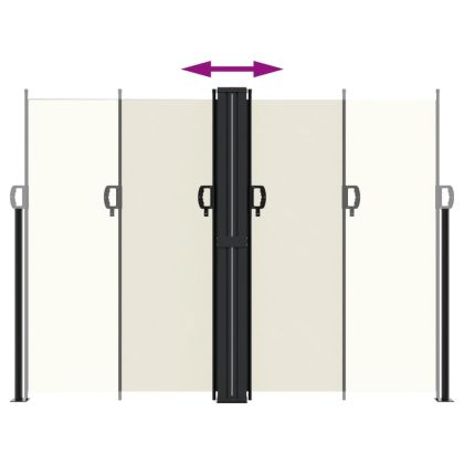 Прибираща се странична тента, кремава, 180x1000 см