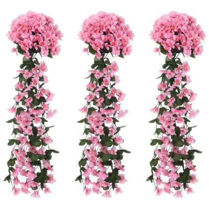 Гирлянди от изкуствени цветя 3 бр розови 85 см