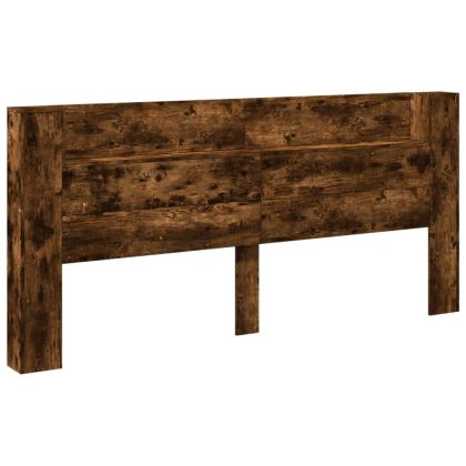 Табла шкаф с LED, опушен дъб, 220x16,5x103,5 см