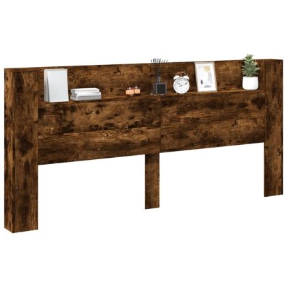 Табла шкаф с LED, опушен дъб, 220x16,5x103,5 см