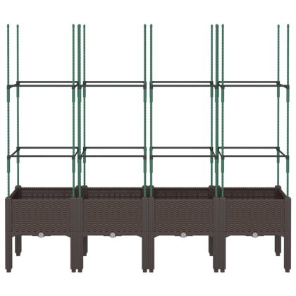 Градински сандък с пергола, кафяв, 160x40x142,5 см, PP