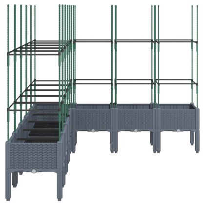 Градински сандък с пергола, синьо сив, 200x160x142,5 см, PP