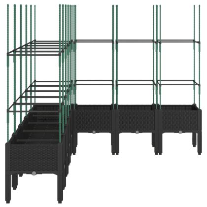 Градински сандък с пергола, черен, 200x160x142,5 см, PP