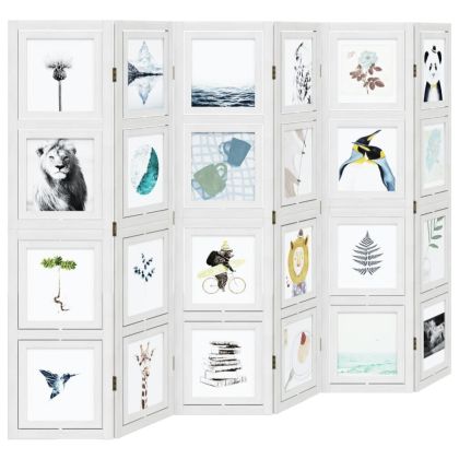 Разделител за стая, 6 панела, бял, дърво пауловния масив