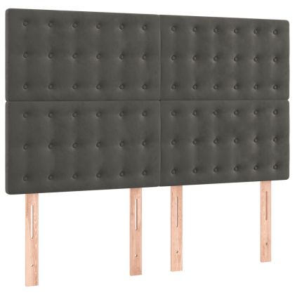 Боксспринг легло с матрак, тъмносиво, 140x190 см, кадифе