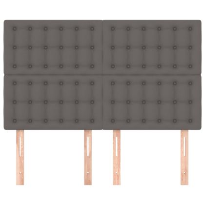 Табла за легло, сива, 144x5x118/128 см, изкуствена кожа
