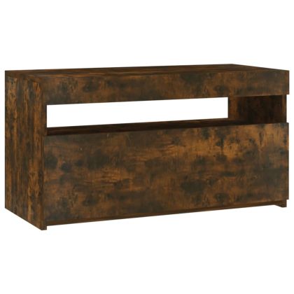 ТВ шкаф с LED осветление, опушен дъб, 75x35x40 см