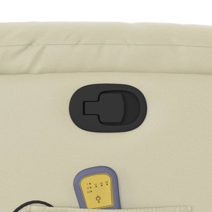 Масажен стол реклайнер, кремав, изкуствена кожа