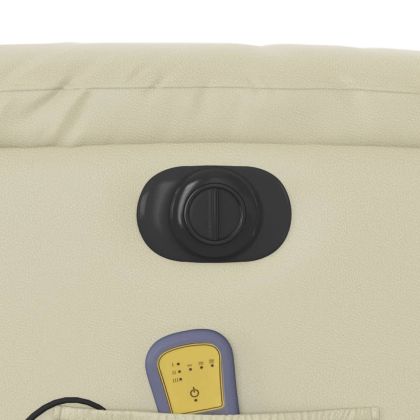 Електрически изправящ масажен реклайнер стол, кремав, еко кожа